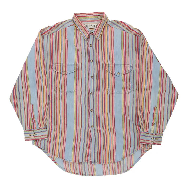 Silenzio Striped Shirt - XL Blue Cotton