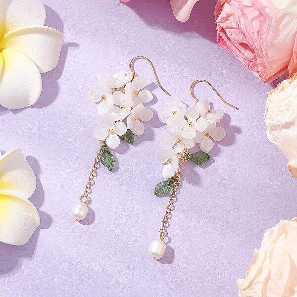 Shell Pearl Dangle Earrings