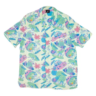 H&M Mens Shirt Green Crazy Pattern L
