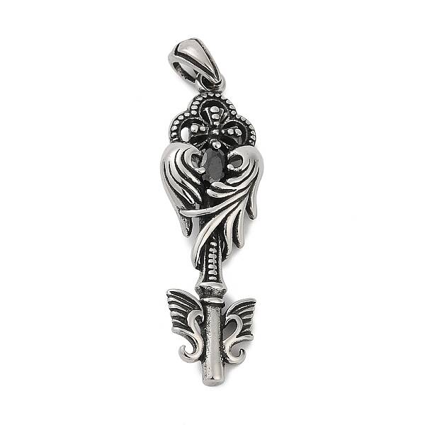 316 Surgical Stainless Steel Micro Pave Cubic Zirconia  Pendants