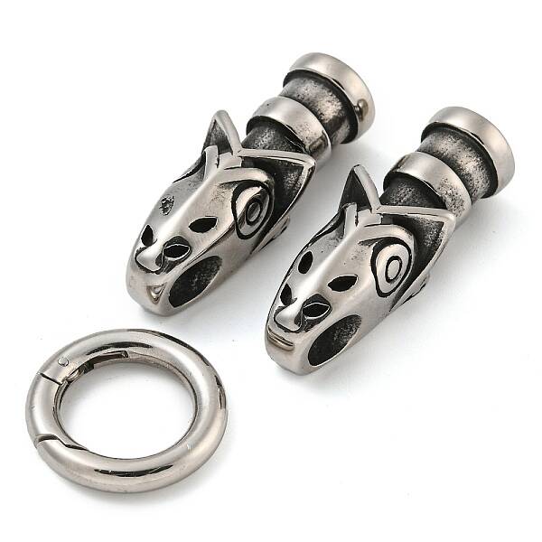 Tibetan Style 304 Stainless Steel Spring Gate Rings