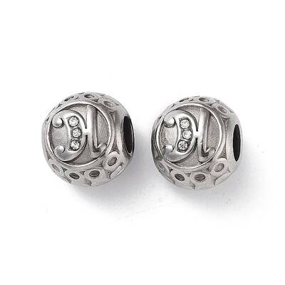 304 Stainless Steel Rhinestone European Beads