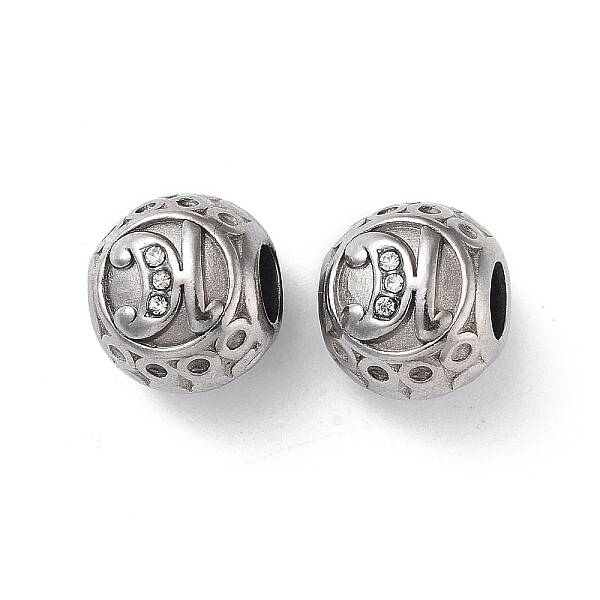 304 Stainless Steel Rhinestone European Beads