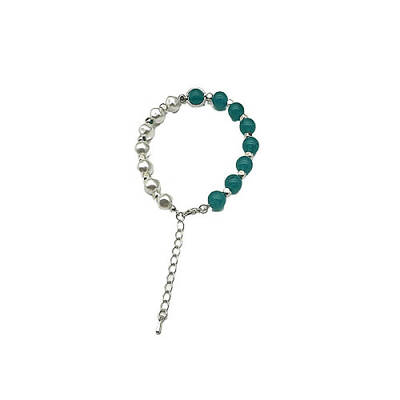 Dyed Natural White Chalcedony Round Beaded Bracelet