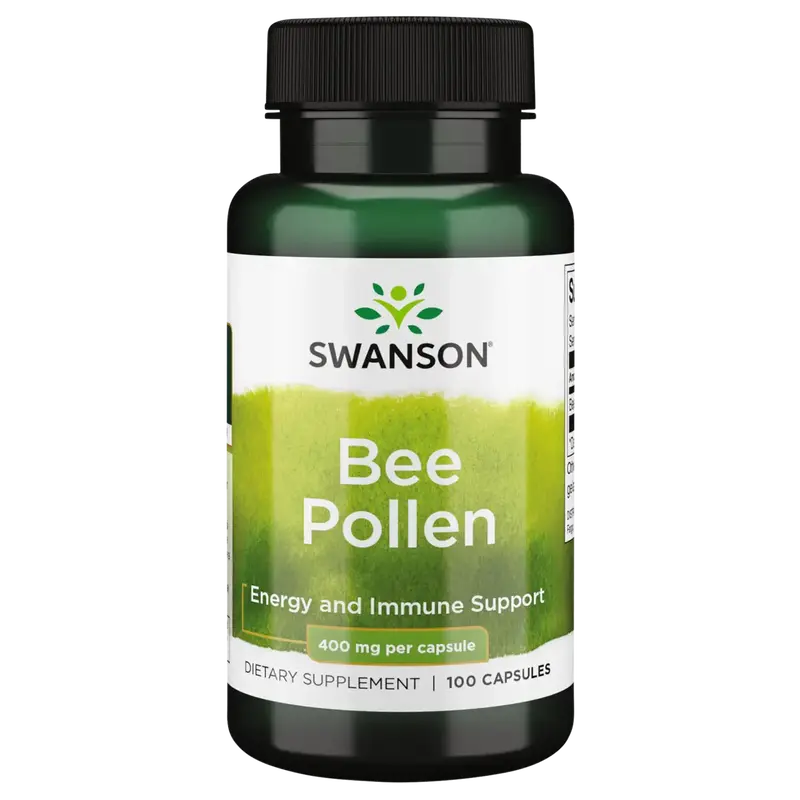 Swanson Bee Pollen – 400mg Natural Energy, Immune Support - Superfood Capsules – 100 Count