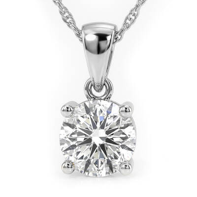 Lab Grown Four Prong GH SI DIamond Solitaire Necklace | 10K White Gold 2 ct. tw.