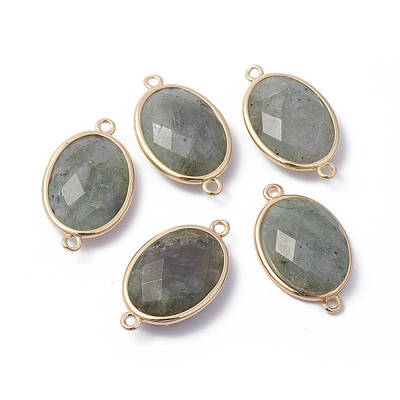 Golden Tone Brass Natural Labradorite Links connectors