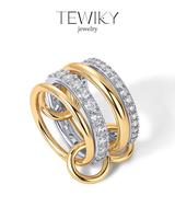 Gold Outdoorfun Stackable Rings for Women Non Tarnish, Cubic Zirconiaa Rings, Silver Gold Multi Ring Mixed Metals Stack Rings...