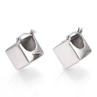 Brass Rhombus Thick Hoop Earrings for Women