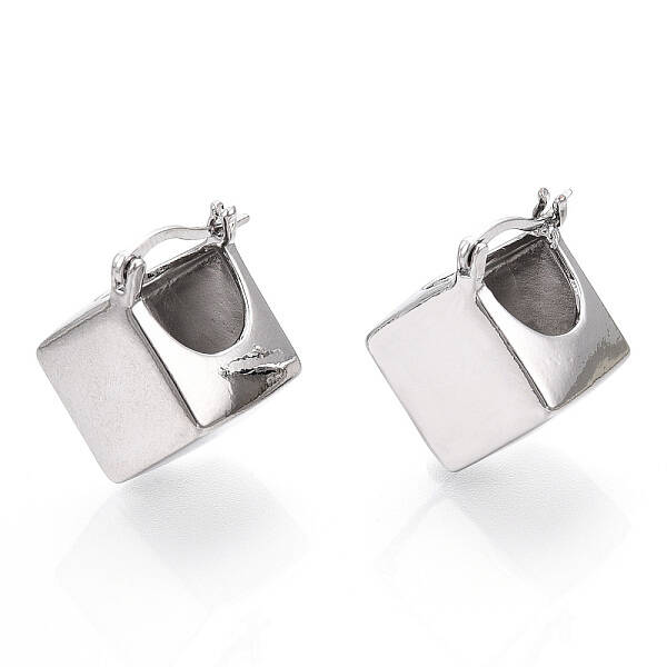 Brass Rhombus Thick Hoop Earrings for Women