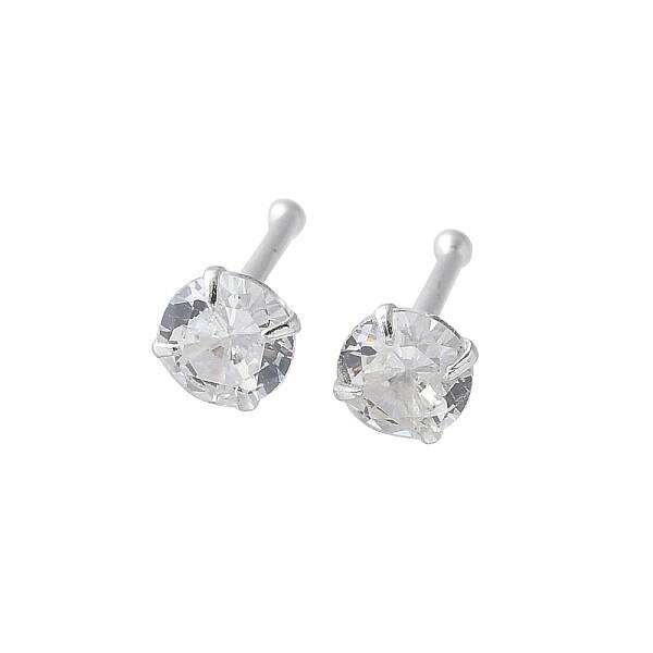 S999 Fine Silver Clear Cubic Zirconia Stud Earrings