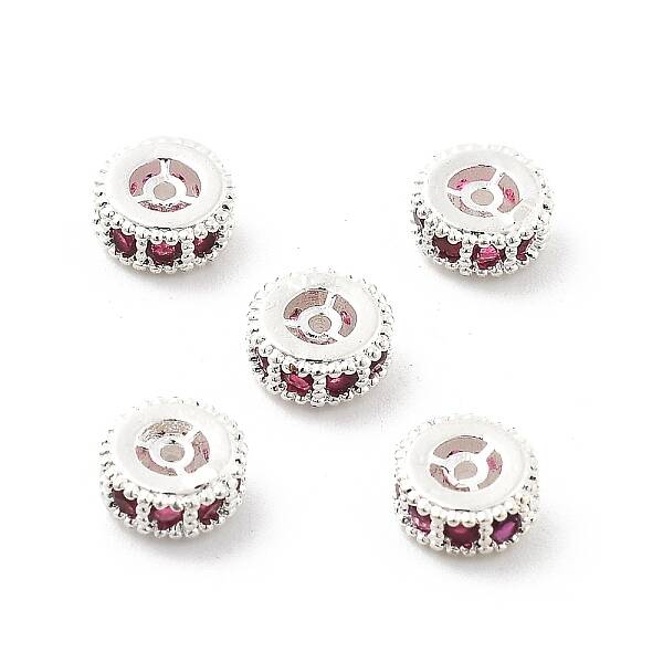 Brass Micro Pave Cubic Zirconia Beads