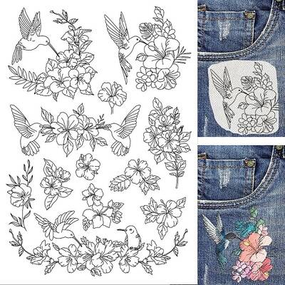 4 Sheets 11.6x8.2 Inch Stick and Stitch Embroidery Patterns