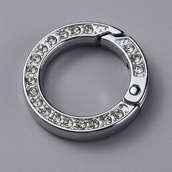 Alloy Crystal Rhinestone Spring Gate Rings