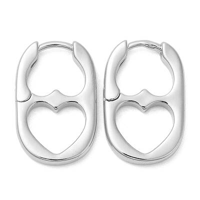 Rack Plating Brass Oval with Heart Hoop Earrings