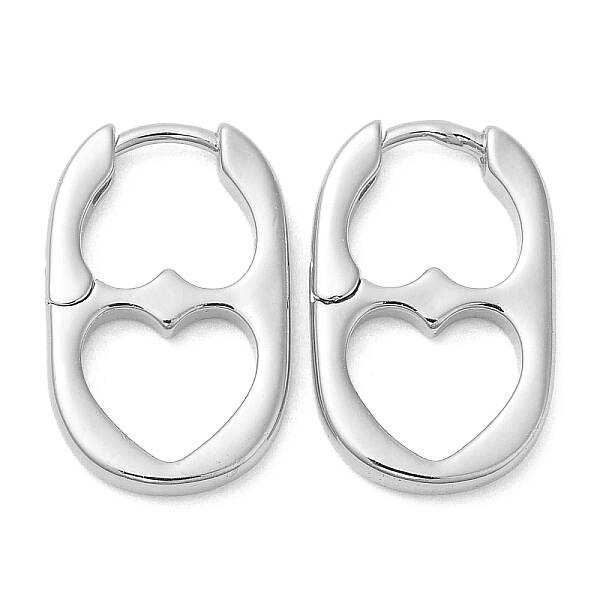 Rack Plating Brass Oval with Heart Hoop Earrings