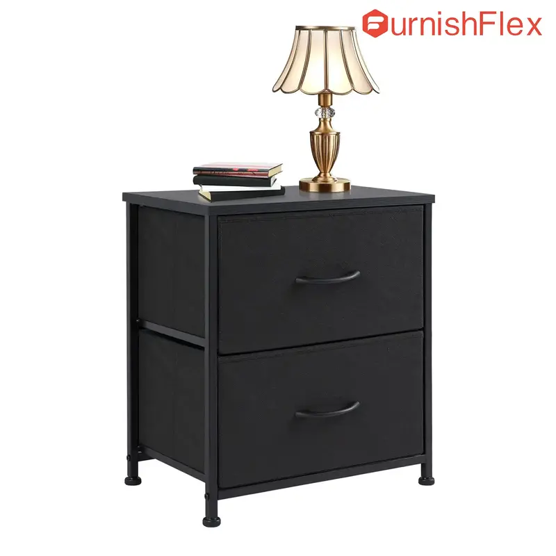 SweetFurniture Nightstand with 2 Fabaric Drawers, Small Dresser, Side Table, End Table, Bedside Table, Night Stands, Small Ni...
