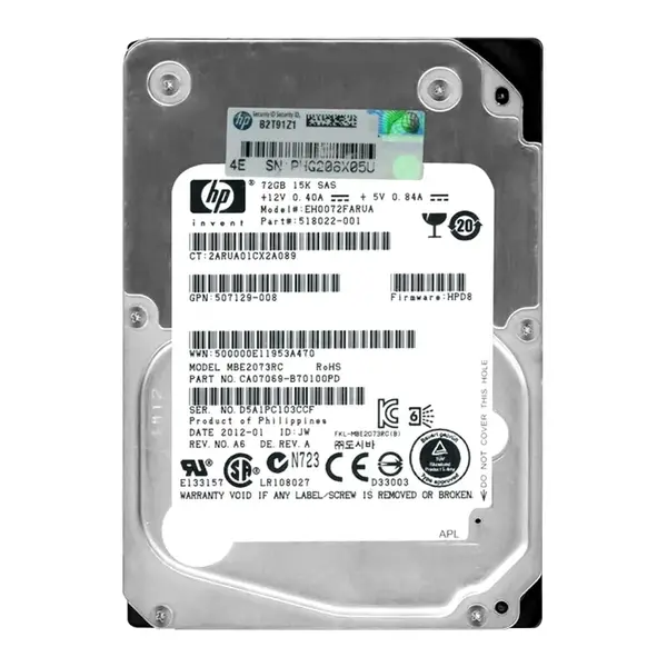 518022R-001 HP 72GB 6Gb/s SAS 15000 2.5-inch Hard Drive