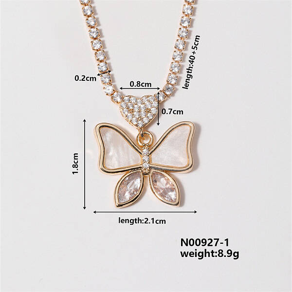 Chic Minimalist Butterfly Brass Micro Pave Cubic Zirconia Pendant Necklaces