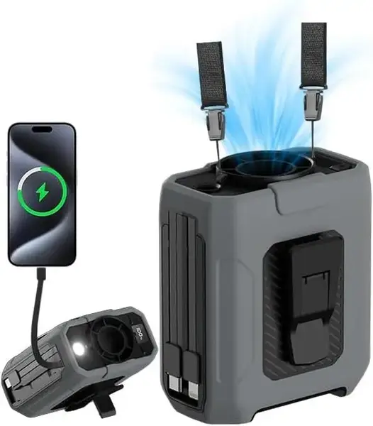 20000mAh Portable Waist Clip Fan,4in1 Cooling Personal Wearable Fan,5 Speeds 18000RPM Belt Fan,Rechargeable Hands-free Neck F...