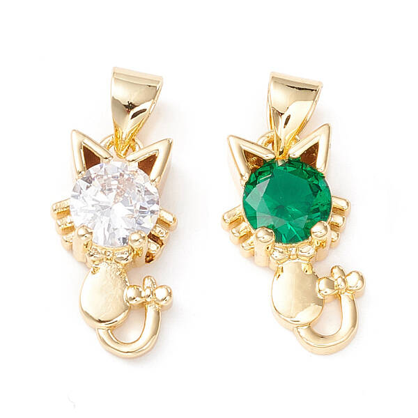 Brass Micro Pave Cubic Zirconia Pendants