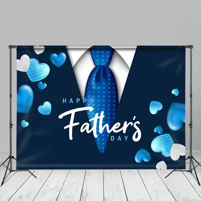 Little Hearts Dark Blue Suit Fathers Day Photo Backdrop - Aperturee