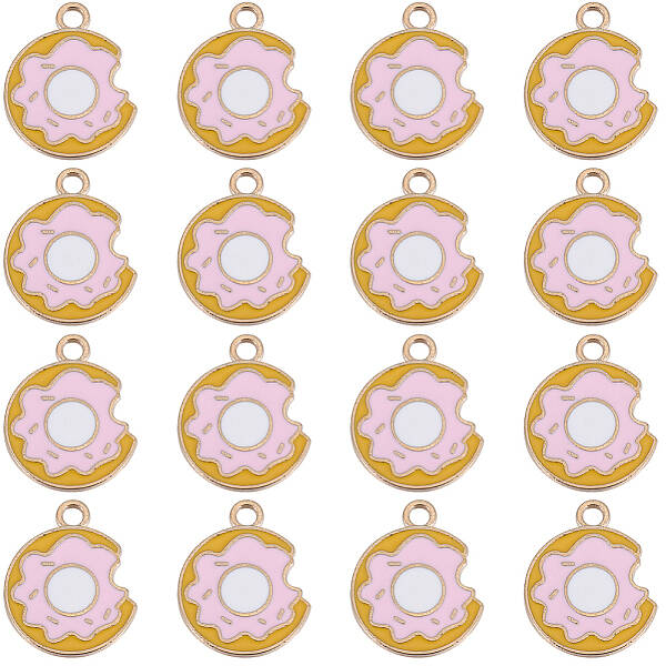 50Pcs Light Gold Plated Alloy Enamel Pendants