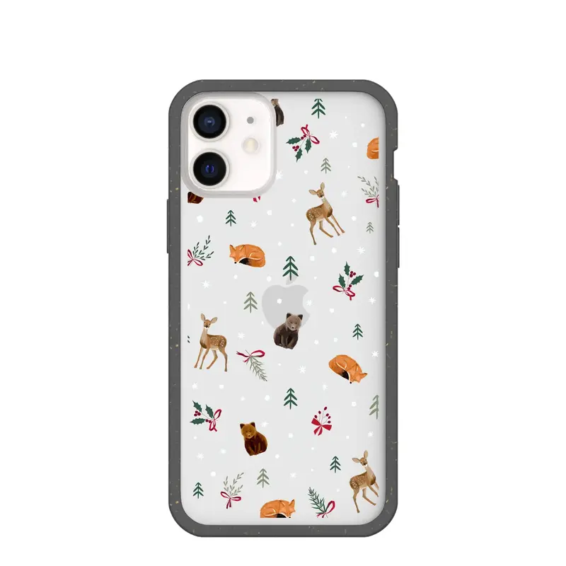 Clear Winter Woodland iPhone 12 Mini Case With Black Ridge