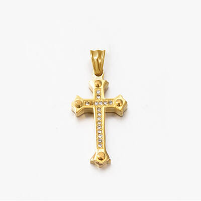 304 Stainless Steel Rhinestone Cross Pendants