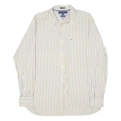 TOMMY HILFIGER Custom Fit Shirt Yellow Striped Long Sleeve Mens M