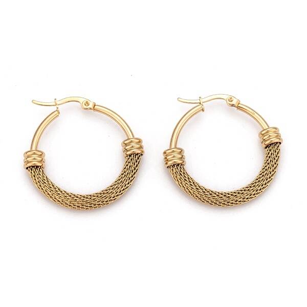 304 Stainless Steel Mesh Hoop Earrings