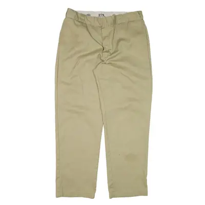DICKIES 874 Workwear Trousers Beige Regular Straight Mens W38 L32