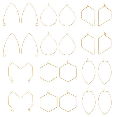 12 Pairs 6 Styles Brass Earring Hooks