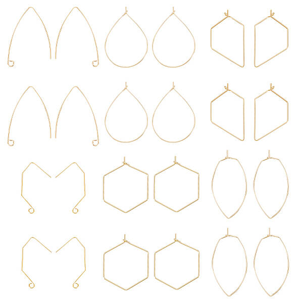 12 Pairs 6 Styles Brass Earring Hooks