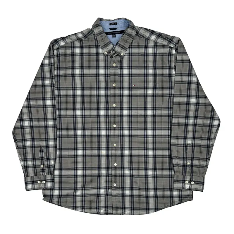 Tommy Hilfiger Checked Shirt - 2XL Grey Cotton | Size: xx-large