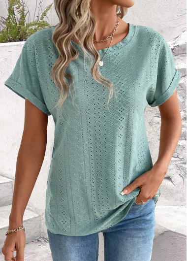 Modlily Sage Green Tummy Coverage Short Sleeve T Shirt - L