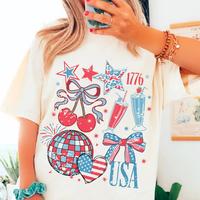Retro Grunge USA Coquette T-Shirt, Land of the Free 1776  Shirt, Independence Day T-Shirt,  4th of July Shirt,  America Retro...