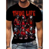 Men'S Plus Size 3D Digital Print T-Shirt, Casual Crew Neck Top, 100% Polyester Knit Fabric, Slight Stretch, Regular Fit, Mach...