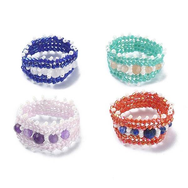 Glass Seed Bead Braided Rings