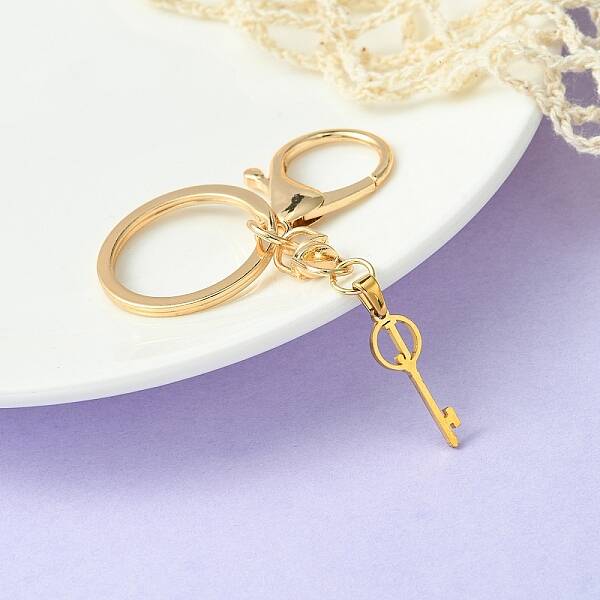 304 Stainless Steel Initial Letter Key Charm Keychains