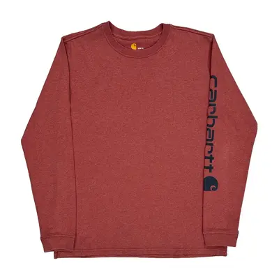 Carhartt Long Sleeve T-Shirt - Medium Red Cotton Blend