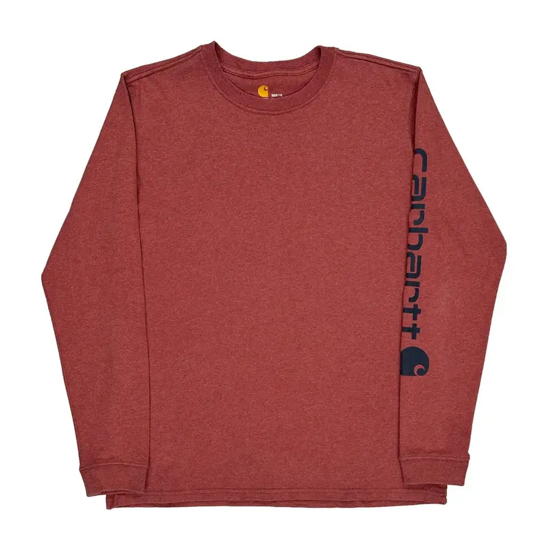 Carhartt Long Sleeve T-Shirt - Medium Red Cotton Blend