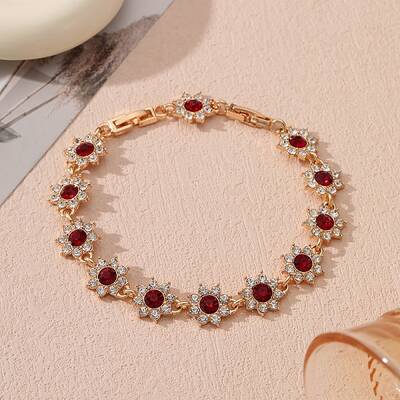 Alloy Rhinestone Link Chain Bracelets