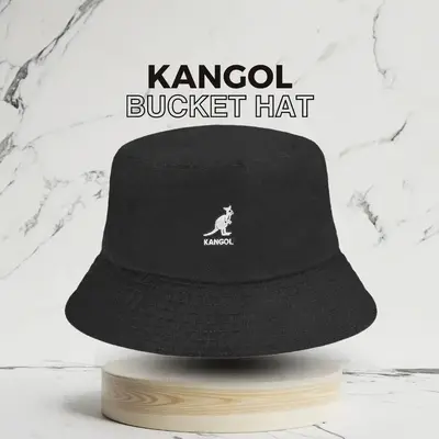 Kangol Men's Washed Cotton Bucket Hat - Flat Crown 2 1/4'' Brim - Various Colors - Hand Wash Only - USA Made or Imported