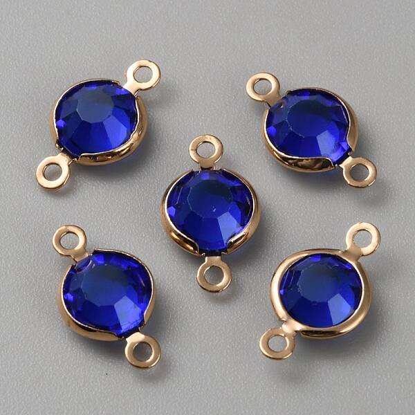 Brass Pave Glass Connector Charms