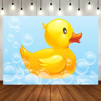Aperturee Bubble Bath Little Yellow Duck Baby Shower Backdrop, 5X3FT(1.5X1M), 15.07 USD, baby shower backdrops, NYHD1I26-E