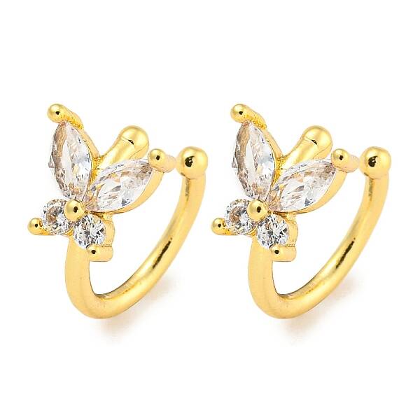 Brass Micro Pave Cubic Zirconia Cuff Earrings