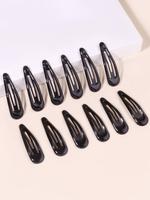 12pcs Women's Simple Style Plain Color Hair Clips, Minimalist Casual Trendy Hair Clips, Hair Accessories For Daily Decoration...