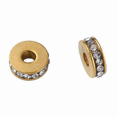 201 Stainless Steel Clear Cubic Zirconia Beads