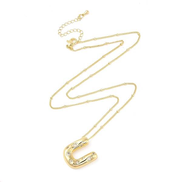 Brass Micro Pave Clear Cubic Zirconia Pendant Necklaces